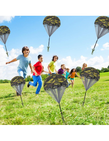 12 Juguetes Paracaídas Camuflaje Catcan 43 cm para Niños y Adultos
