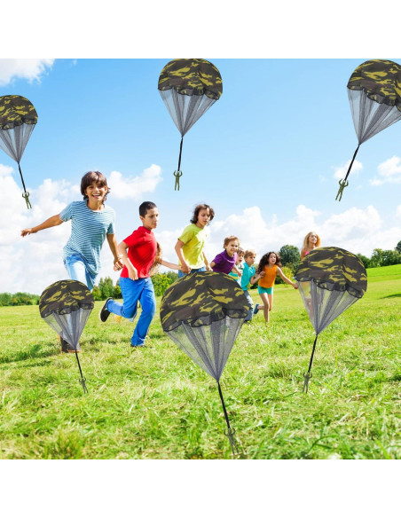 12 Juguetes Paracaídas Camuflaje Catcan 43 cm para Niños y Adultos