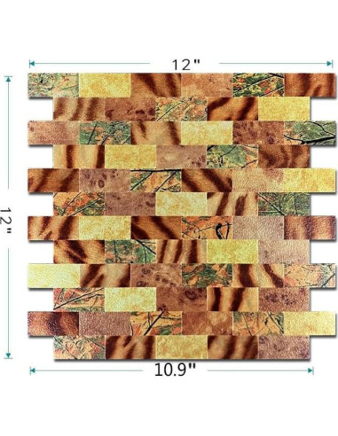 Azulejo Autoadhesivo 3D Weimeisc Aluminio 10 Hojas 30.48x27.69cm