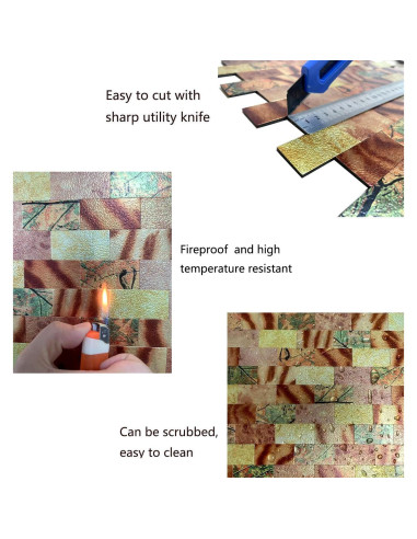 Azulejo Autoadhesivo 3D Weimeisc Aluminio 10 Hojas 30.48x27.69cm