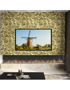 Paneles de Pared 3D STICKGOO Oro Champán 33 Piezas 30.48cm 2