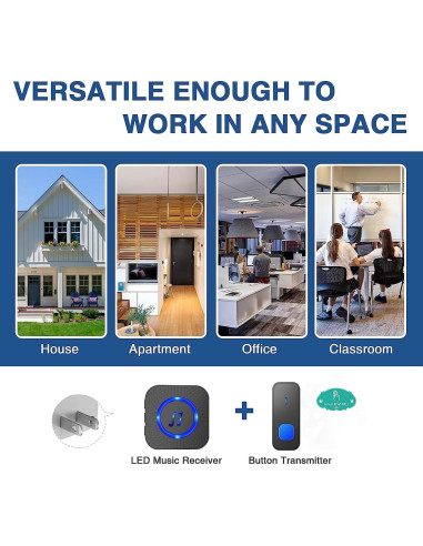 Timbre Inalámbrico SURFOU Impermeable 396m 55 Tonos 5 Volumen