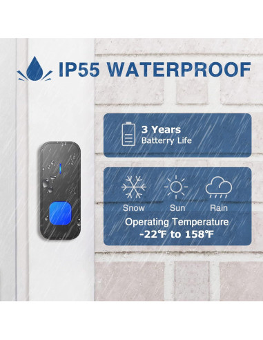 Timbre Inalámbrico SURFOU Impermeable 396m 55 Tonos 5 Volumen