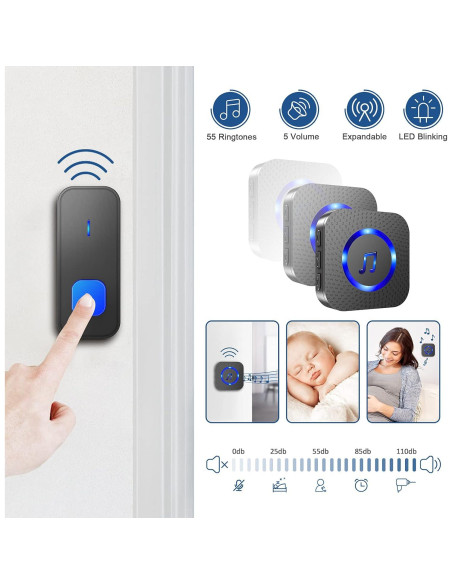 Timbre Inalámbrico SURFOU Impermeable 396m 55 Tonos 5 Volumen