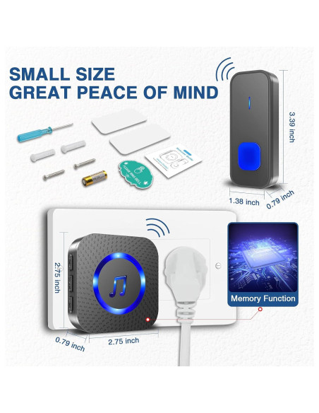 Timbre Inalámbrico SURFOU Impermeable 396m 55 Tonos 5 Volumen