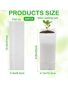 Bolsas de Crecimiento Biodegradables CANIPHA 60Pcs 31x8 cm 2