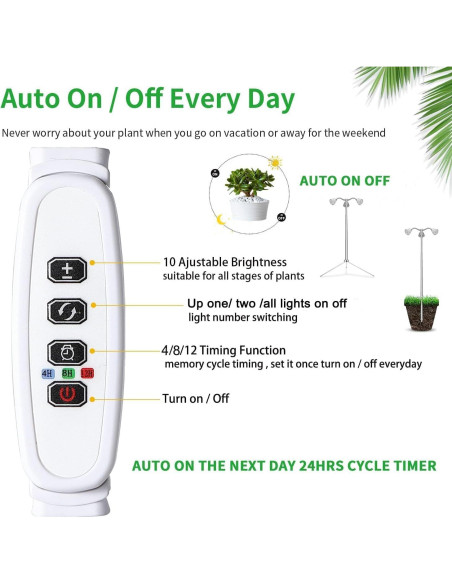 Lámpara de Crecimiento TAURUSY para Plantas de Interior 25-140 cm
