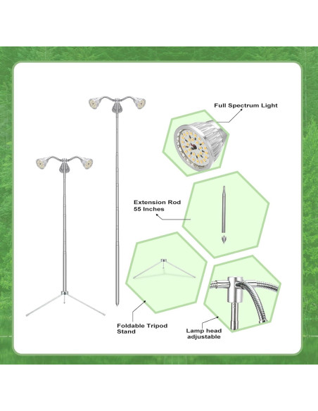 Lámpara de Crecimiento TAURUSY para Plantas de Interior 25-140 cm