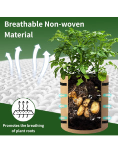 KONGDY 5 Paquete Bolsas de Cultivo 38L para Papas y Verduras 2