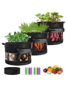 Bolsas de Cultivo VIVOSUN 7 Galones Pack de 3 con Ventana