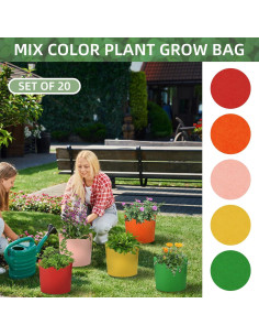 Paquete de 20 Bolsas de Cultivo Ohiyoo 10 Galones Multicolor 2