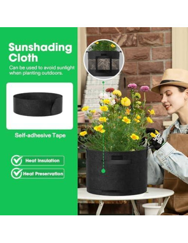 Bolsas de Cultivo VIVOSUN 7 Galones Pack de 3 con Ventana