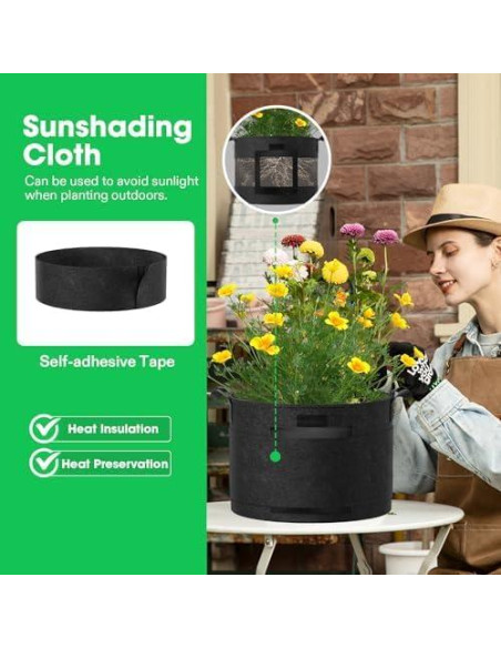 Bolsas de Cultivo VIVOSUN 7 Galones Pack de 3 con Ventana