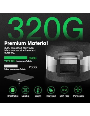 Bolsas de Cultivo VIVOSUN 7 Galones Pack de 3 con Ventana