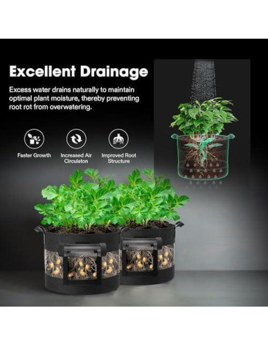 Bolsas de Cultivo VIVOSUN 7 Galones Pack de 3 con Ventana