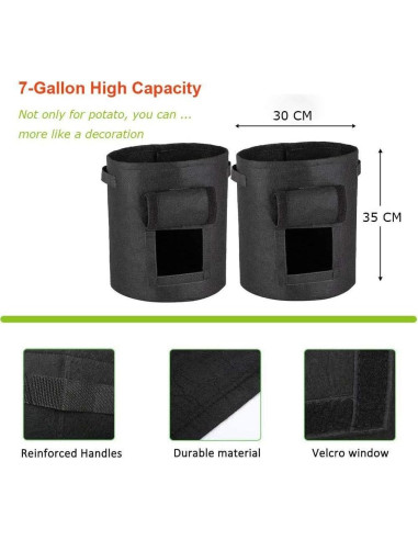 Paquete de 3 Bolsas de Cultivo GEMGO 26.5L Tela Impermeable