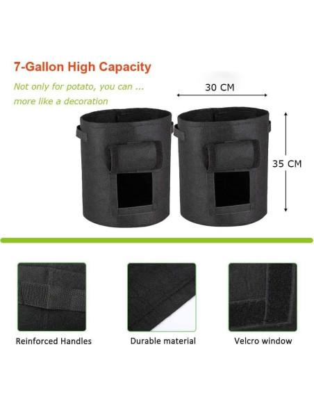 Paquete de 3 Bolsas de Cultivo GEMGO 26.5L Tela Impermeable