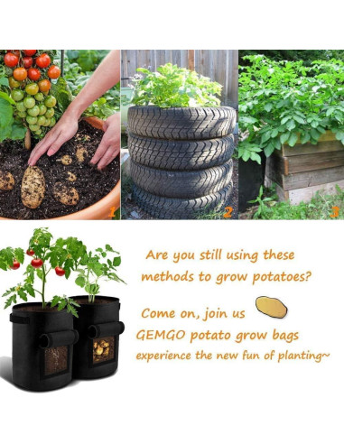 Paquete de 3 Bolsas de Cultivo GEMGO 26.5L Tela Impermeable