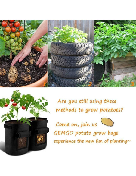 Paquete de 3 Bolsas de Cultivo GEMGO 26.5L Tela Impermeable