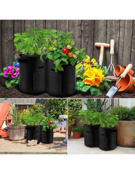 Paquete de 3 Bolsas de Cultivo GEMGO 26.5L Tela Impermeable