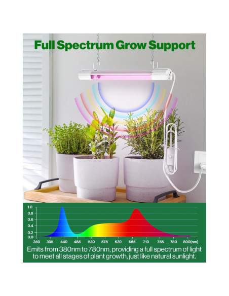 Luz de Cultivo LED Sunco 30cm Espectro Completo 10W Paquete de 2