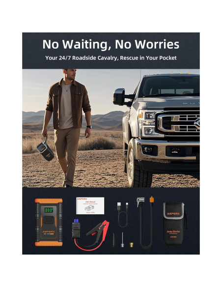 Arrancador de Salto AsperX AX260 3000A con Compresor 12V