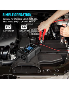 Cargador de Batería Inteligente Dght 12V 20A 24V 10A Litio/Ácido 2