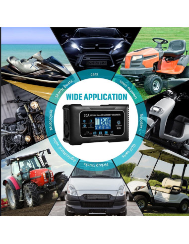 Cargador de Batería Inteligente Dght 12V 20A 24V 10A Litio/Ácido