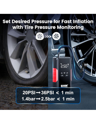 Arrancador de Coche Portátil COSENG J26 con Compresor 3500A