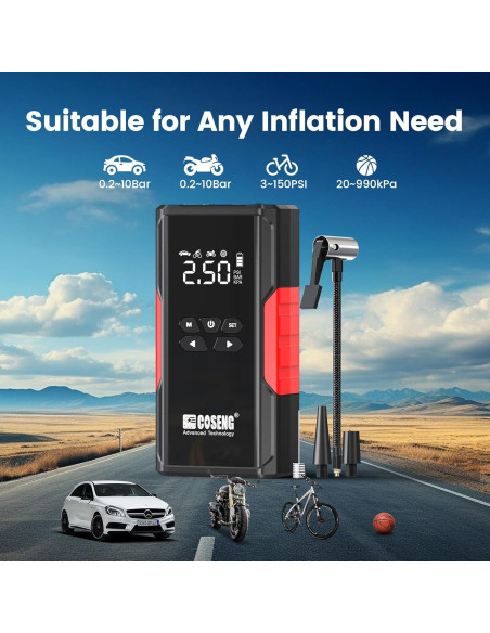 Arrancador de Coche Portátil COSENG J26 con Compresor 3500A