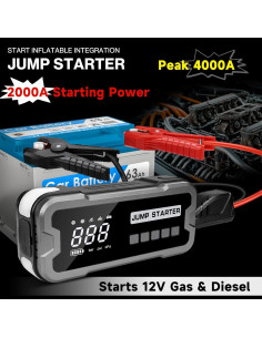 Arrancador de Coche Ordriv 4000A con Compresor 150PSI 20000mAh 2