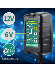 Cargador de Batería Inteligente 12V/6V Vemote 1.5A Automático 2