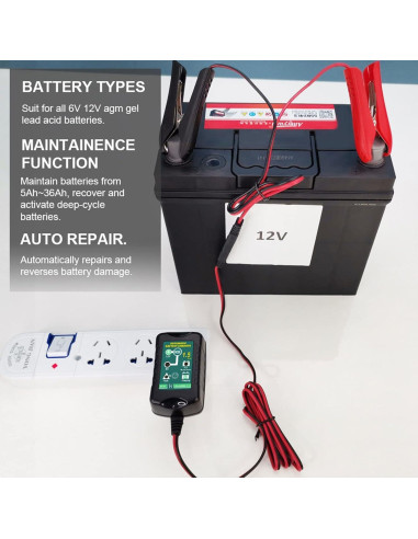 Cargador de Batería Inteligente 12V/6V Vemote 1.5A Automático