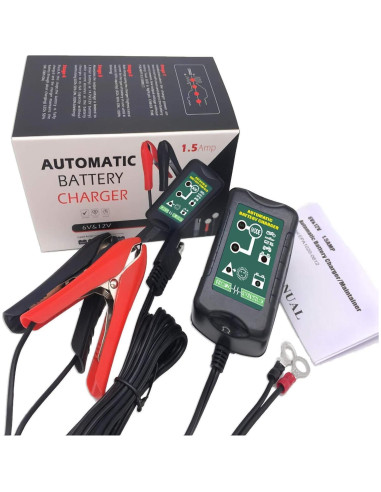 Cargador de Batería Inteligente 12V/6V Vemote 1.5A Automático