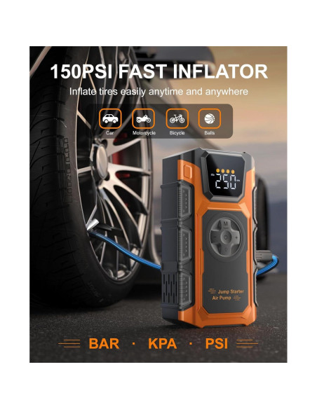 Arrancador de Salto 5000A Featou V2 con Compresor 150 PSI