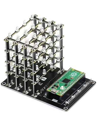 Cubo LED 4x4x4 HAT sb components para Raspberry Pi Pico Azul