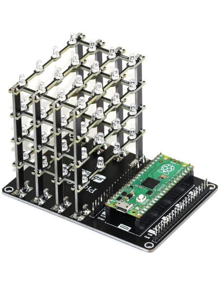 Cubo LED 4x4x4 HAT sb components para Raspberry Pi Pico Azul