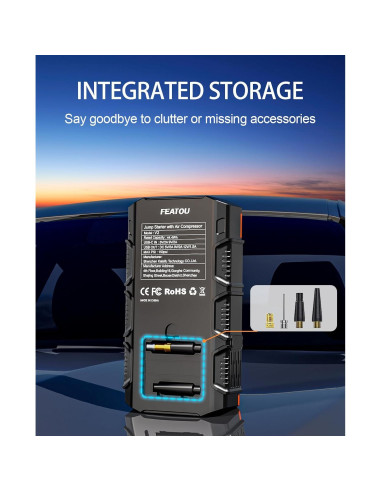 Arrancador de Salto 5000A Featou V2 con Compresor 150 PSI