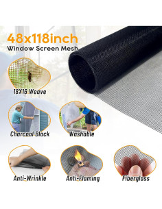 Malla de Pantalla de Ventana King&Charles 121.92x299.72 cm Negra 2