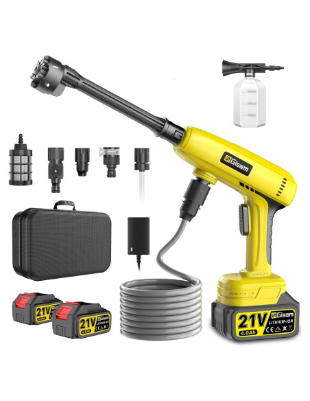 Lavadora a Presión Inalámbrica GISAM 1250 PSI 2 Baterías 4.0Ah Lavadora a Presión Inalámbrica GISAM 1250 PSI 2 Baterías 4.0Ah