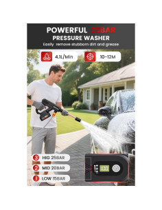 Lavadora a Presión Inalámbrica WITHSTAR 25 BAR 3.5 kg 2