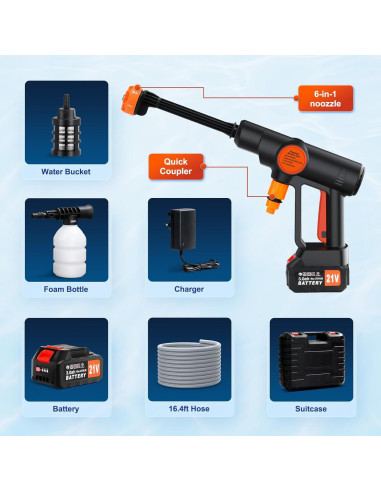 Lavadora a Presión Inalámbrica Denqir RB-005 652 PSI 1.2 GPM