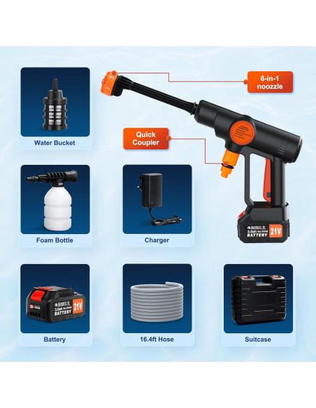 Lavadora a Presión Inalámbrica Denqir RB-005 652 PSI 1.2 GPM