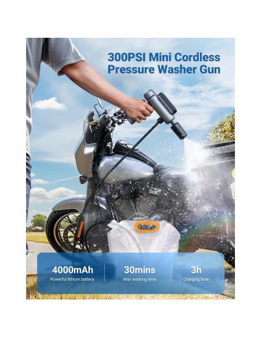 Lavadora a Presión Portátil SEALIGHT 300 PSI Batería 4000mAh