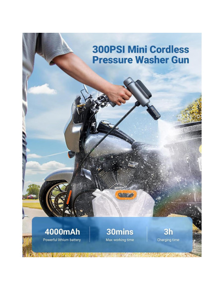 Lavadora a Presión Portátil SEALIGHT 300 PSI Batería 4000mAh