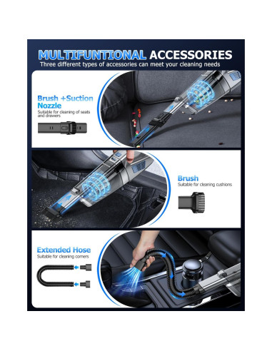 Aspiradora de Mano BQYPOWER 16000PA Inalámbrica Recargable