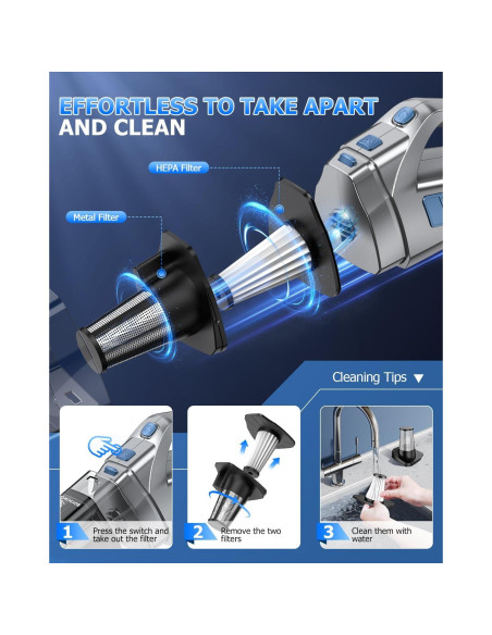 Aspiradora de Mano BQYPOWER 16000PA Inalámbrica Recargable