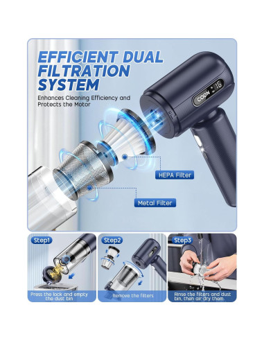 Aspiradora de Mano CODN VC-05S 16000PA Inalámbrica 120W