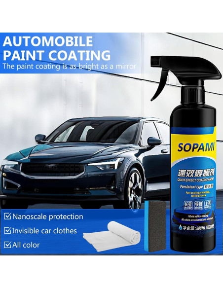 Juego de Spray Recubrimiento Automóviles Biaoyun 500ml + Esponja + Paño