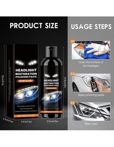 Kit de Restauración de Faros BaiKupo 2PCS - Limpiador Profesional